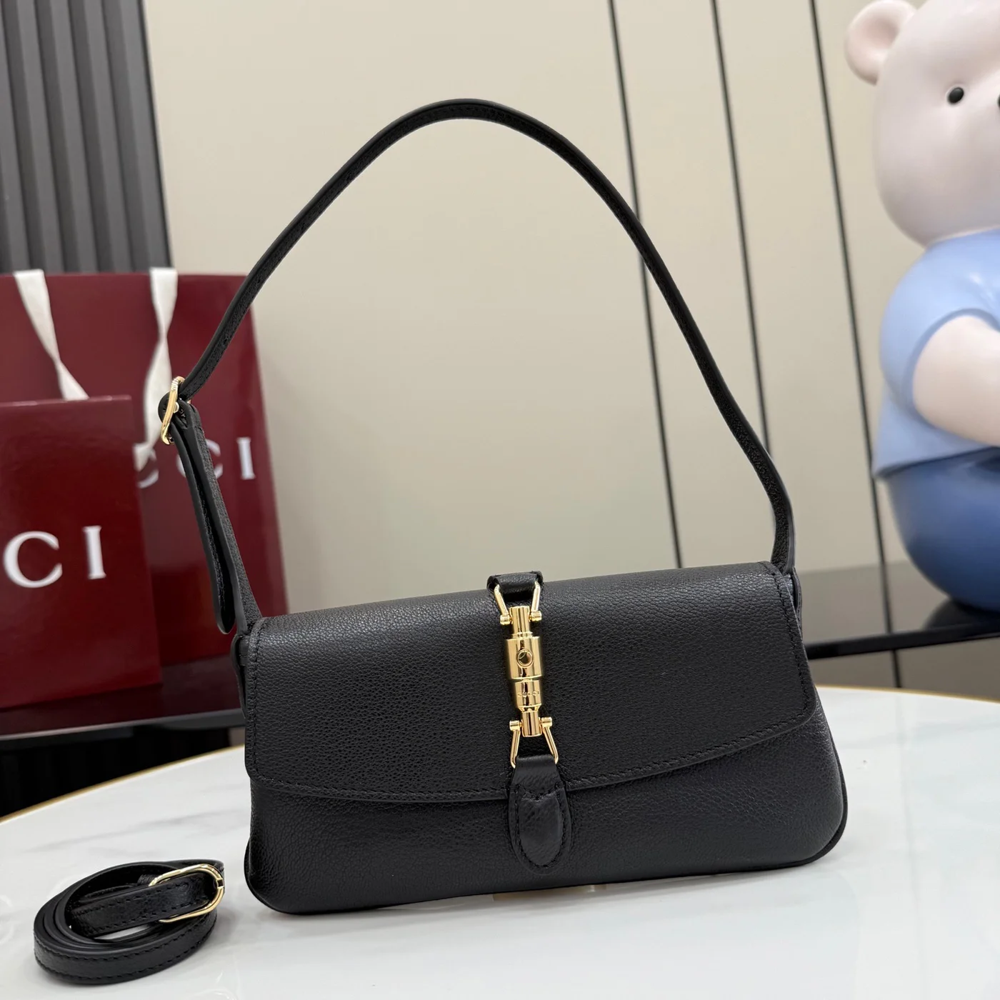 Gucci Jackie Small Shoulder Bag — Black with Gold-Tone Hardware product view 1