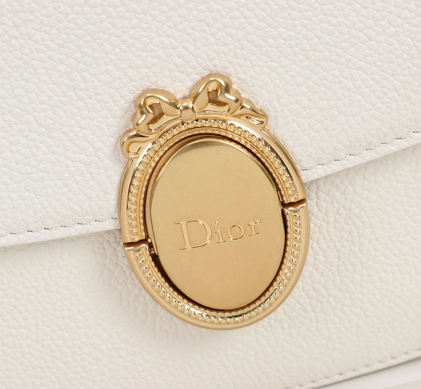 Medium Dior Médaillon Flap Bag — White product view 3