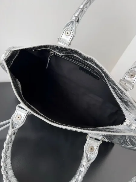 Balenciaga Le City Small Bag in Silver Metallic Lambskin product view 5