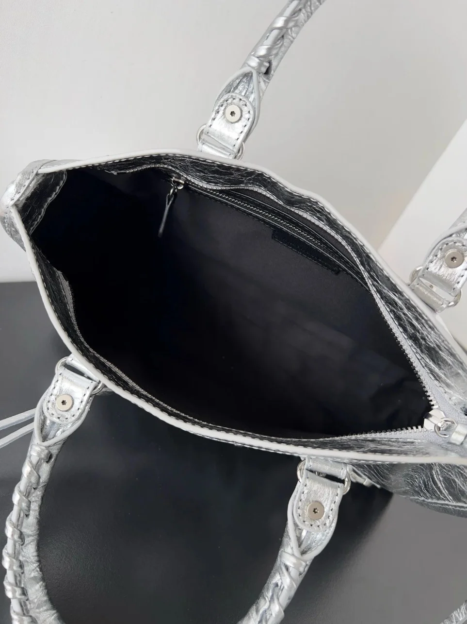 Balenciaga Le City Small Bag in Silver Metallic Lambskin product view 5