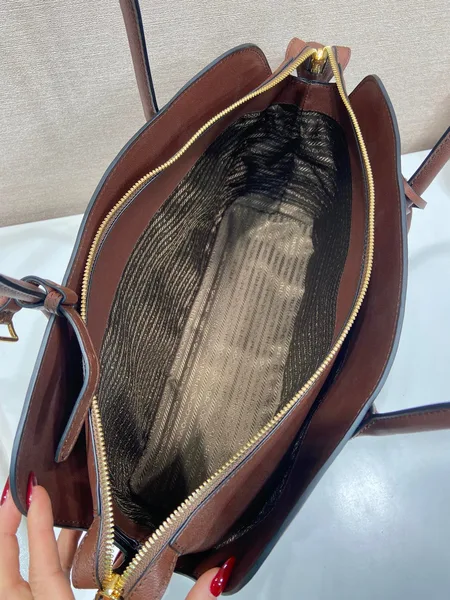 Prada Large Leather Tote Bag — Brown product view 8