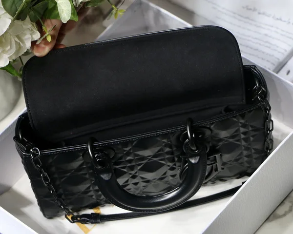 Dior Lady D-Joy Medium Bag In Black Calfskin with Diamond Motif product view 14