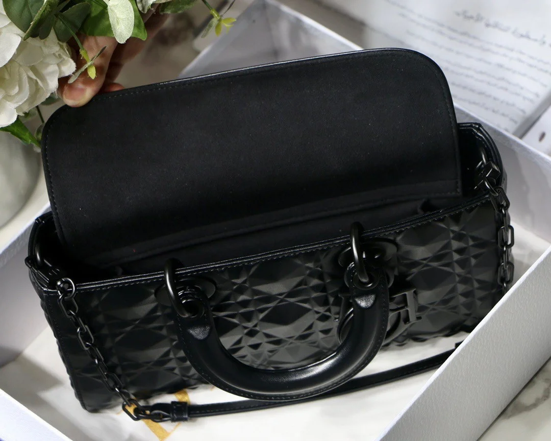Dior Lady D-Joy Medium Bag In Black Calfskin with Diamond Motif product view 14