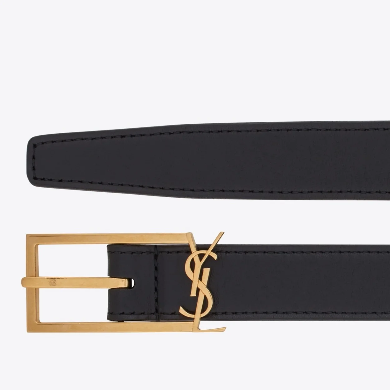 Saint Laurent New Cassandre Buckle Belt 30MM In Black Leather product view 1