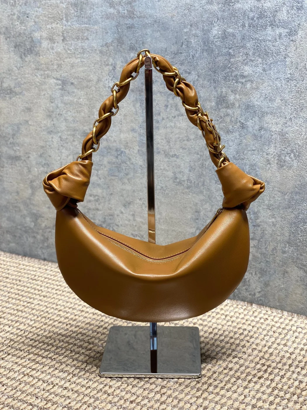 Saint Laurent Amalia Mini Hobo Bag — Tan product view 3
