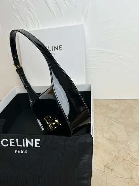 Celine Terence Shoulder Bag in Black Patent Calfskin product view 7