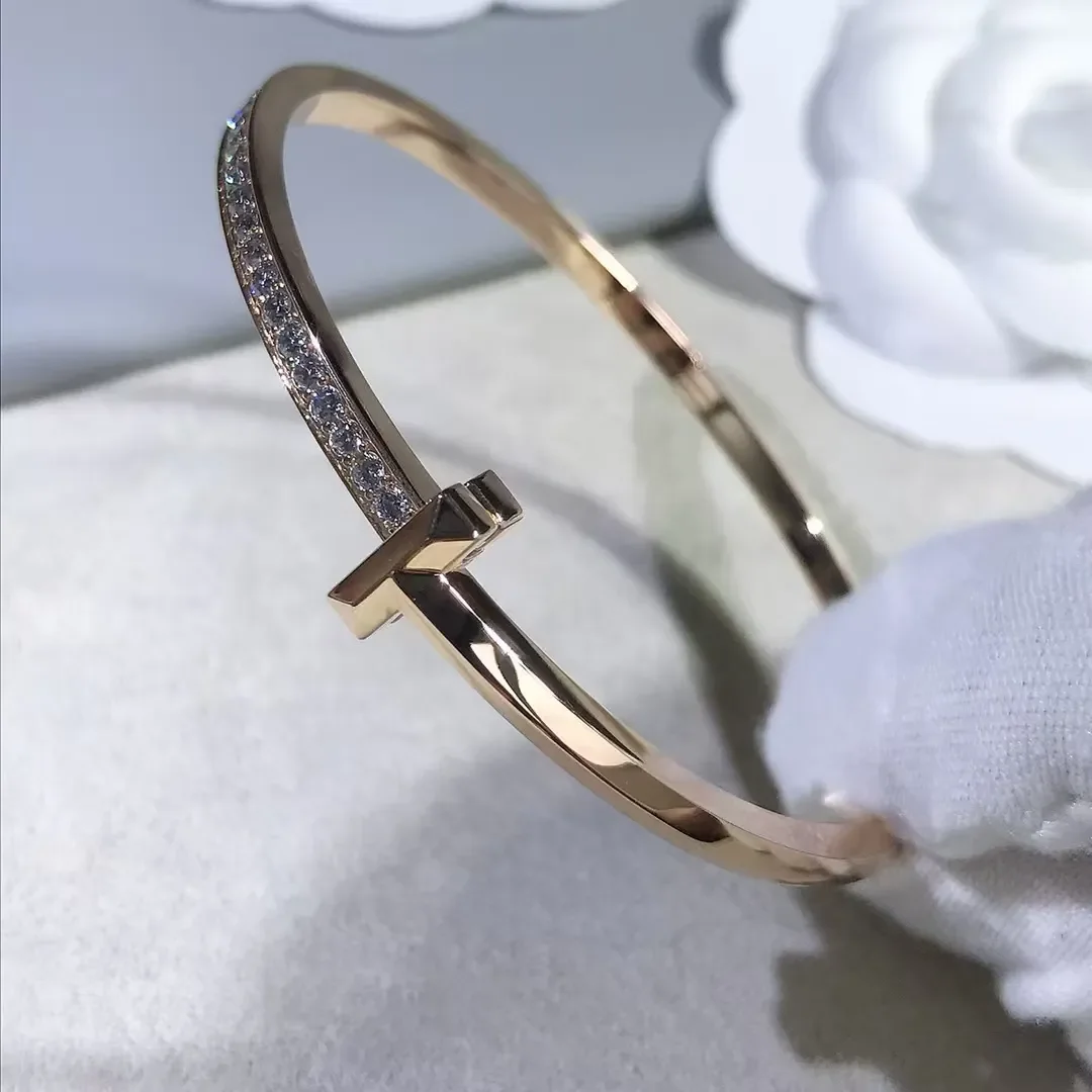 Tiffany & Co. T1 Narrow Half Pavé-Effect Hinged Bangle Two-Tone product view 5