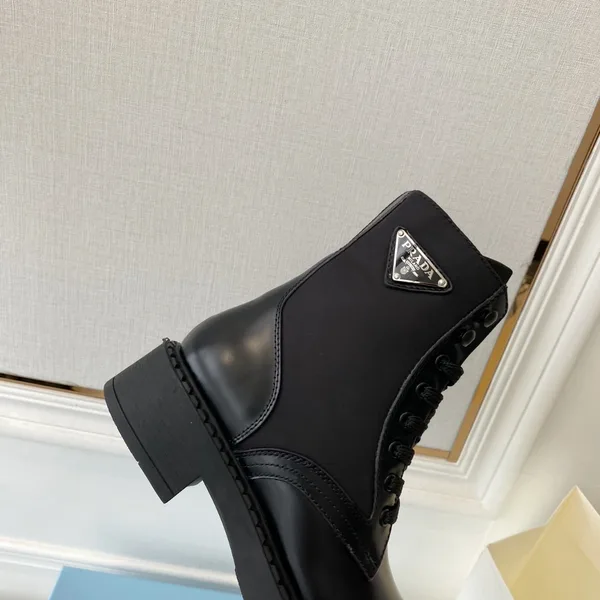 Prada Ankle Boots in Black Brushed Leather and Re-Nylon product view 7