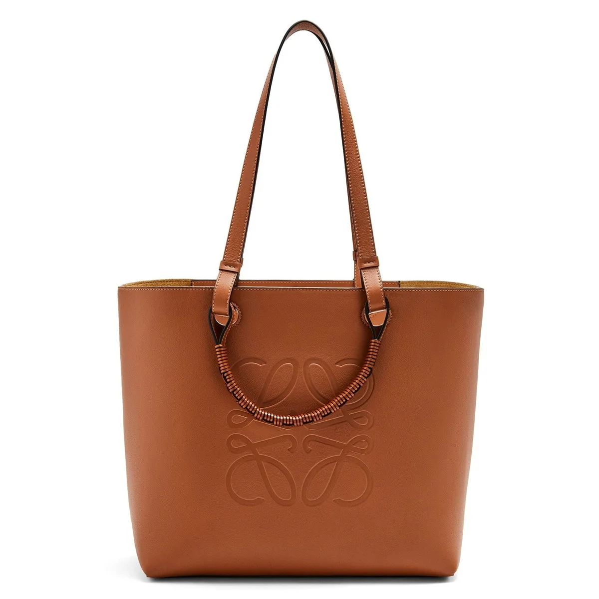 Loewe Anagram Medium Tote Bag In Brown Calfskin product view 1