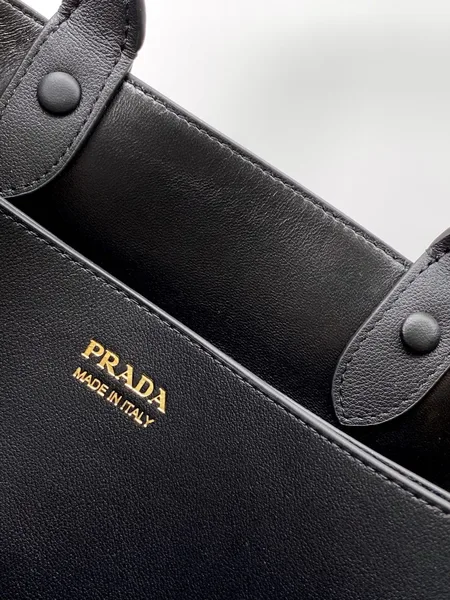 Prada Buckle Large Handbag with Belt in Black Calfskin product view 9