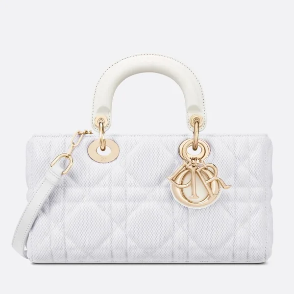 Dior Lady D-Joy Medium Bag In White Macrocannage Technical Fabric product photo