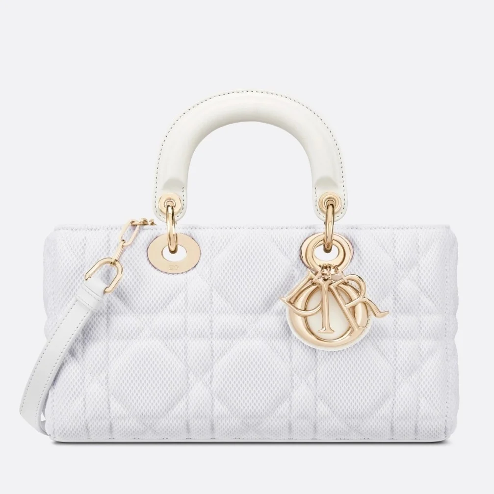Dior Lady D-Joy Medium Bag In White Macrocannage Technical Fabric product view 1