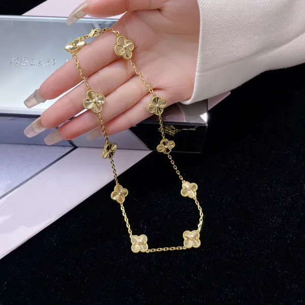 Van Cleef & Arpels Alhambra Pave-Effect Ten-Motif Gold-Tone Necklace product view 3