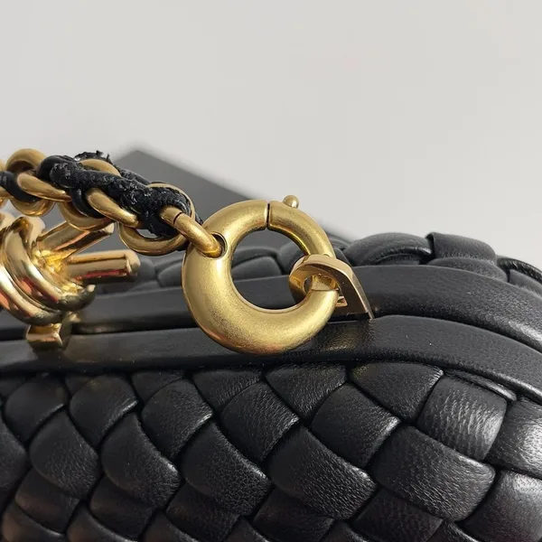 Bottega Veneta Knot Clutch with Chain in Black Intrecciato Lambskin product view 8