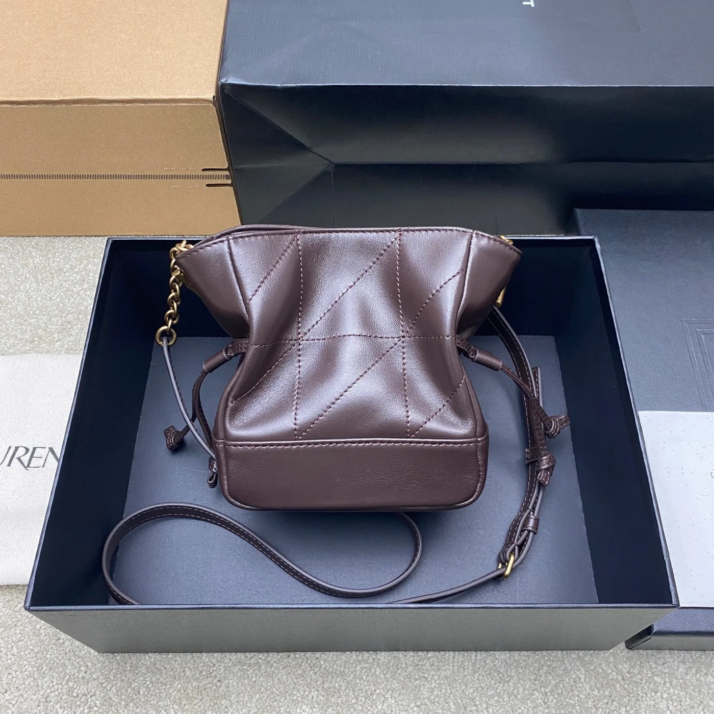 Saint Laurent Jamie Mini Shoulder Pouch — Dark Brown product view 2