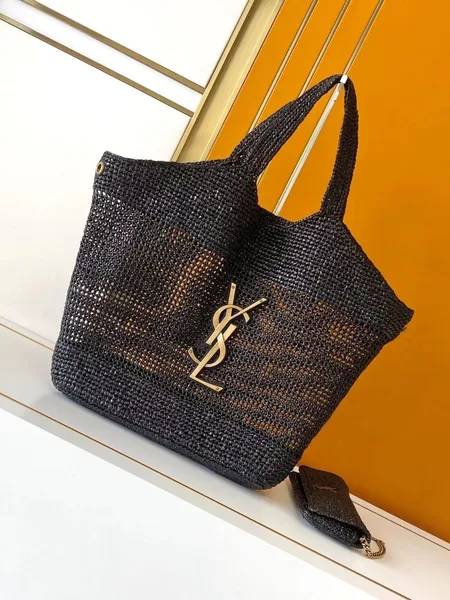 Saint Laurent Icare Maxi Tote Bag in Black Raffia product view 4