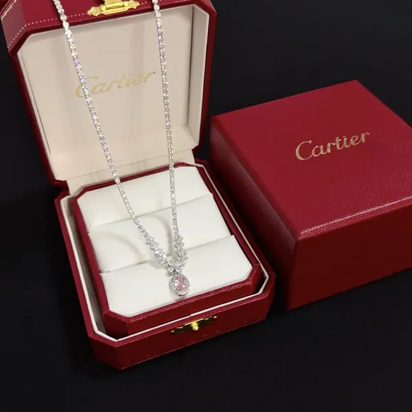 Cartier Pink Pear-Shaped Silver-Tone Pendant Necklace product photo