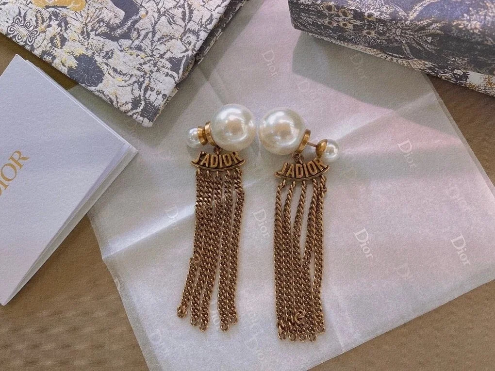 Dior Tribales Chain Earrings In Antique Gold-Finish Metal product view 4