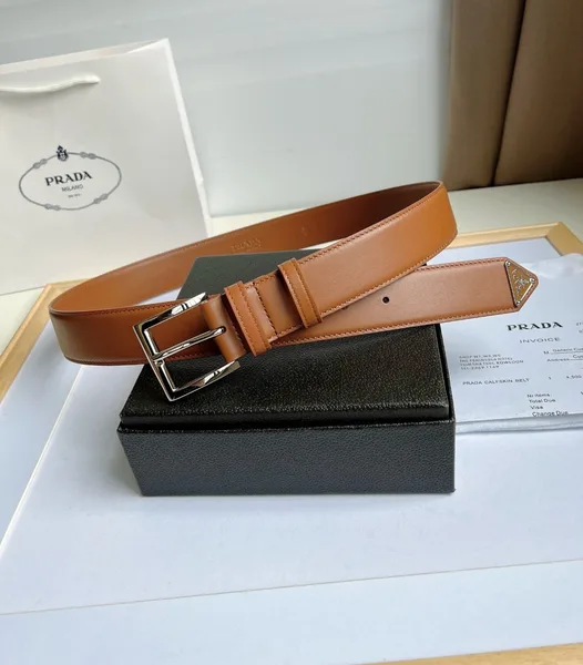Prada 35MM Belt in Brown Smooth Calfskin product view 2