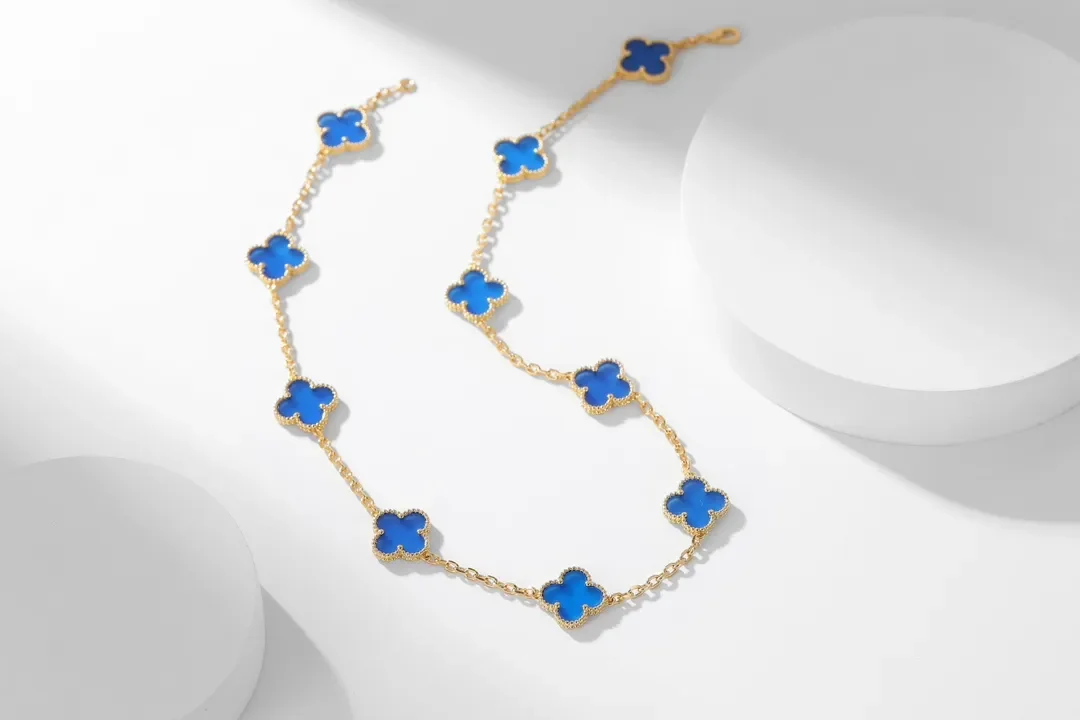 Van Cleef & Arpels Alhambra Blue Ten-Motif Gold-Tone Necklace product view 1