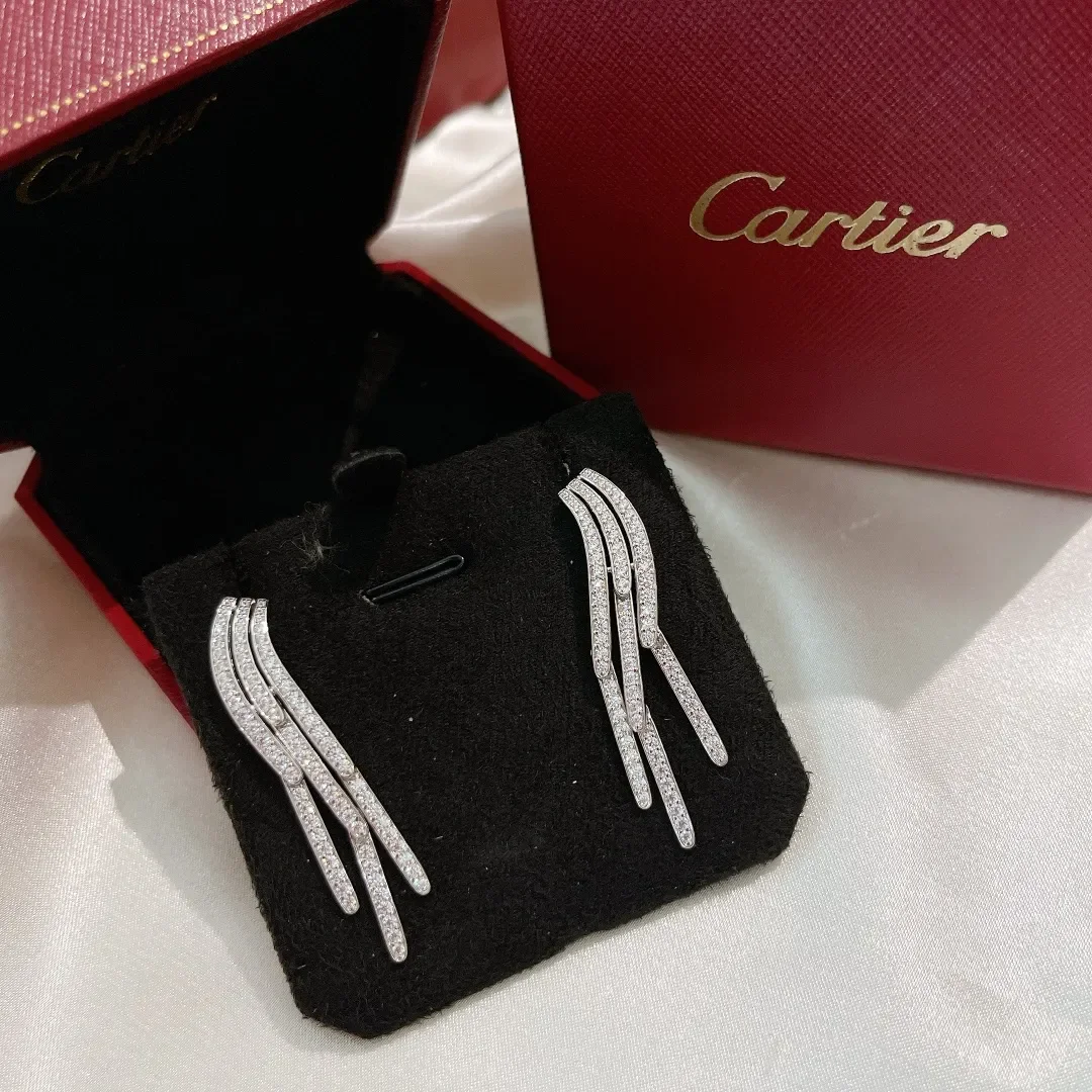 Cartier Silver-Tone Fringe Tassel Drop Earrings product view 1