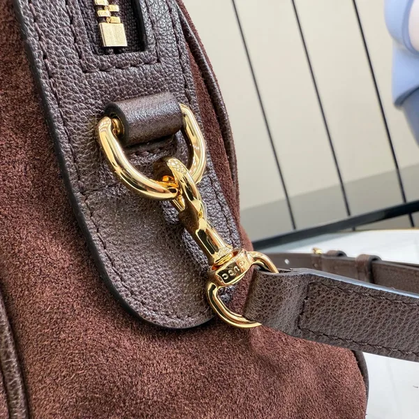Gucci Borsetto Medium Boston Bag — Brown Suede product view 12