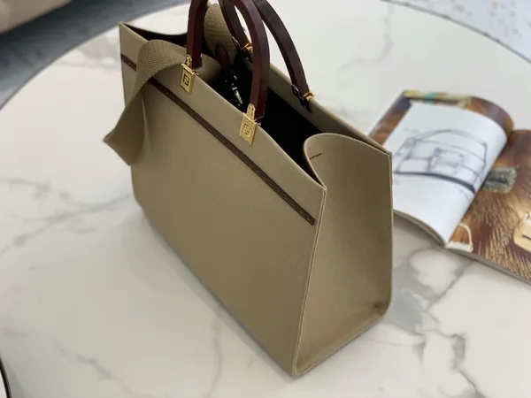 Fendi Sunshine Medium Tote Bag In Beige Canvas product view 2