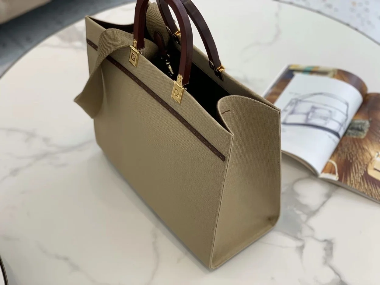Fendi Sunshine Medium Tote Bag In Beige Canvas product view 2