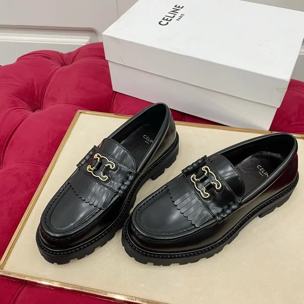 Celine Margaret Loafers in Black Leather with Triomphe Frame product view 5
