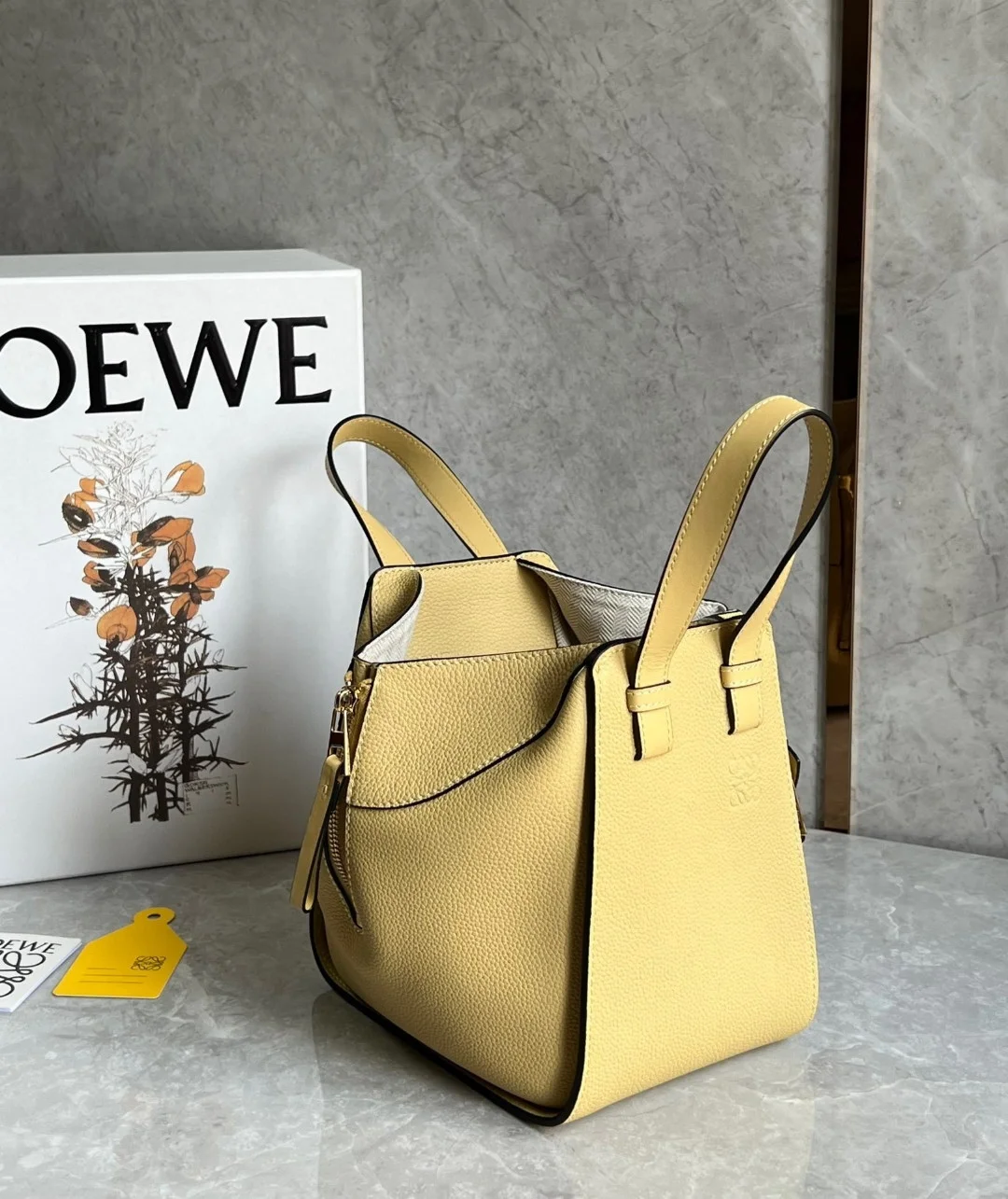 Loewe Compact Hammock Bag in Dark Butter Grained Calfskin product view 2
