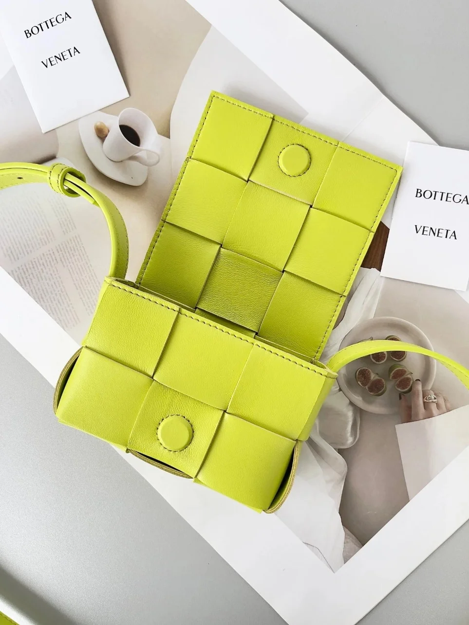 Bottega Veneta Candy Cassette Bag In Acid Kiwi Lambskin product view 8