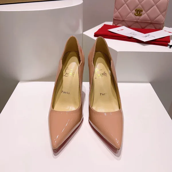 Christian Louboutin Hot Chick Scalloped Patent Pumps Nude Pink product view 3