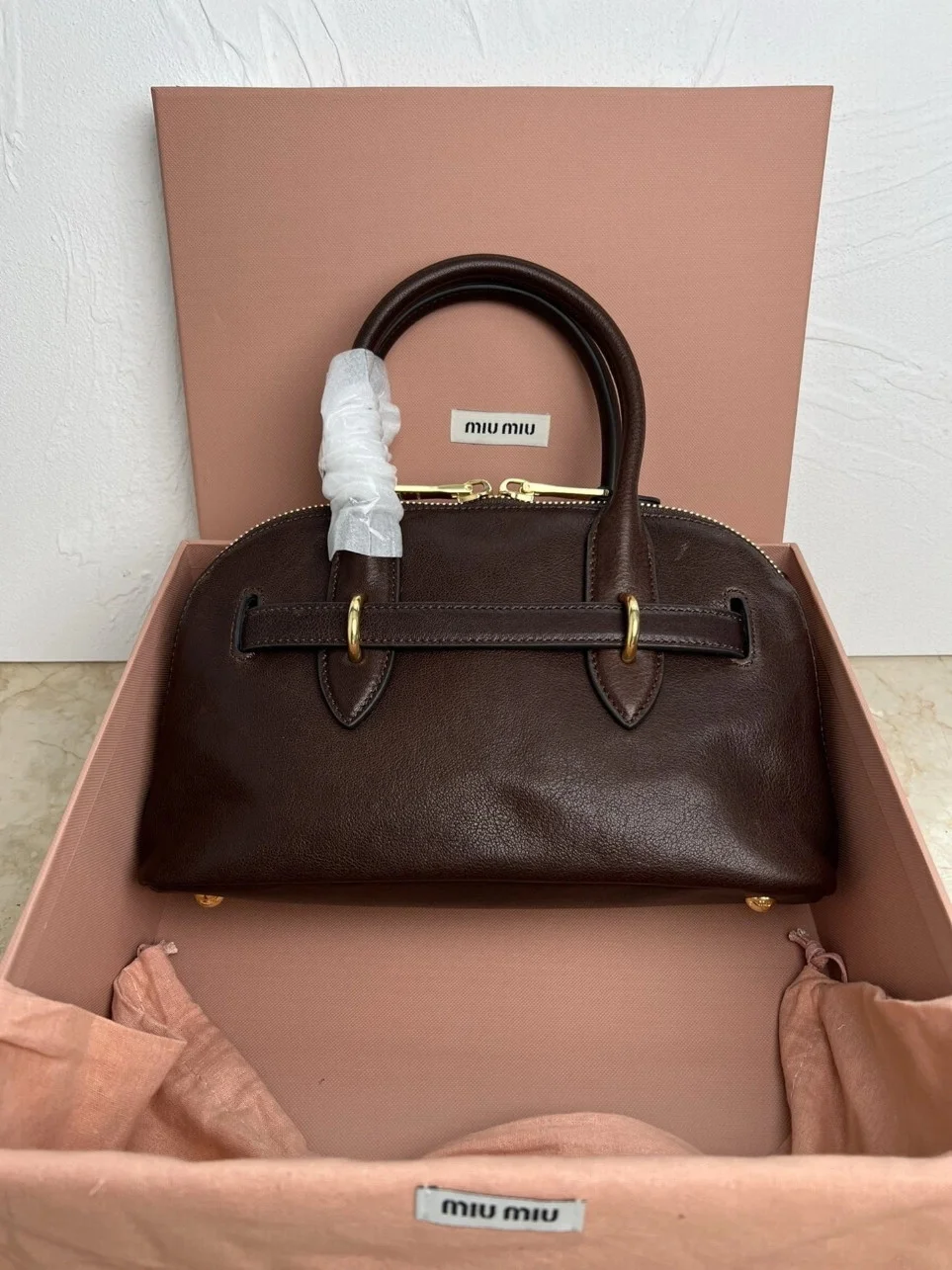 Miu Miu Aventure Small Top-handle Bag in Briarwood Nappa Leather product view 7