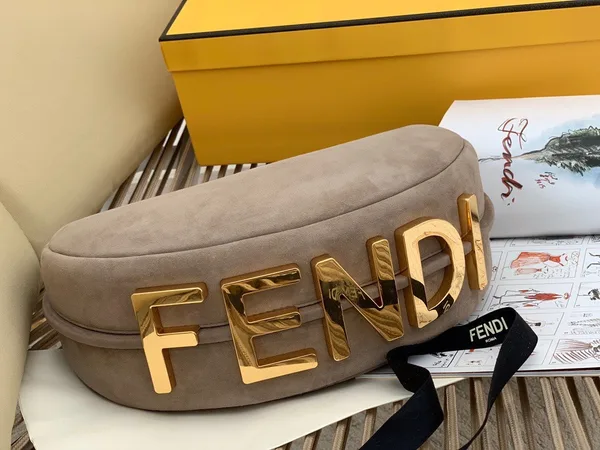 Fendi Fendigraphy Small Hobo Bag In Beige Suede Leather product view 6