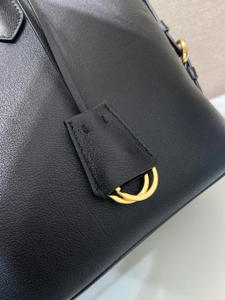 Prada Large Leather Tote Bag — Black product view 7