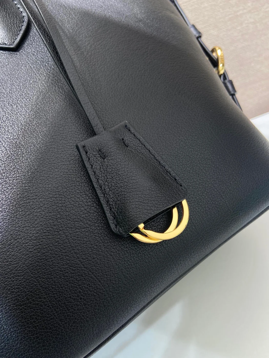 Prada Large Leather Tote Bag — Black product view 7