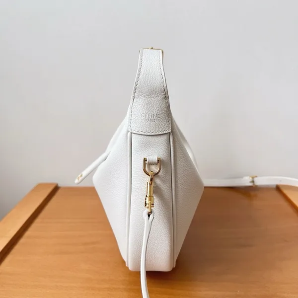 Celine Lulu Teen Hobo Bag in White Grained Calfskin product view 2