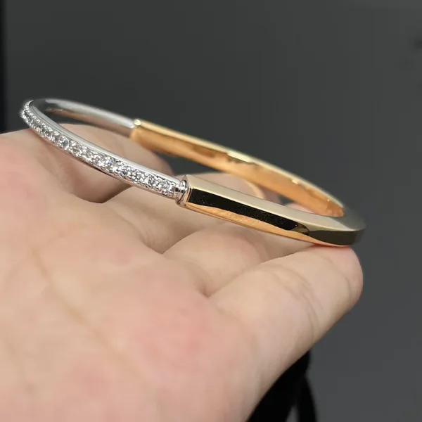 Tiffany & Co. Lock Half Pavé-Effect Hinged Bangle Two-Tone product view 2