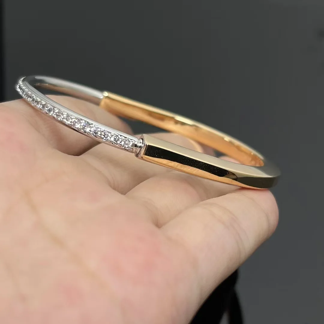 Tiffany & Co. Lock Half Pavé-Effect Hinged Bangle Two-Tone product view 2