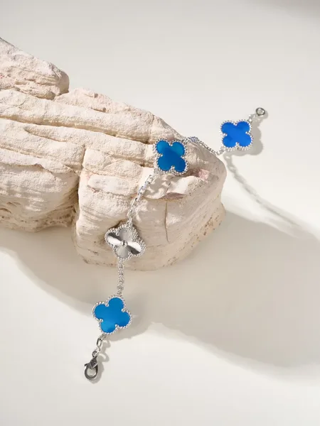 Van Cleef & Arpels Alhambra Blue Clover and Silver-Tone Knot Bracelet product view 2
