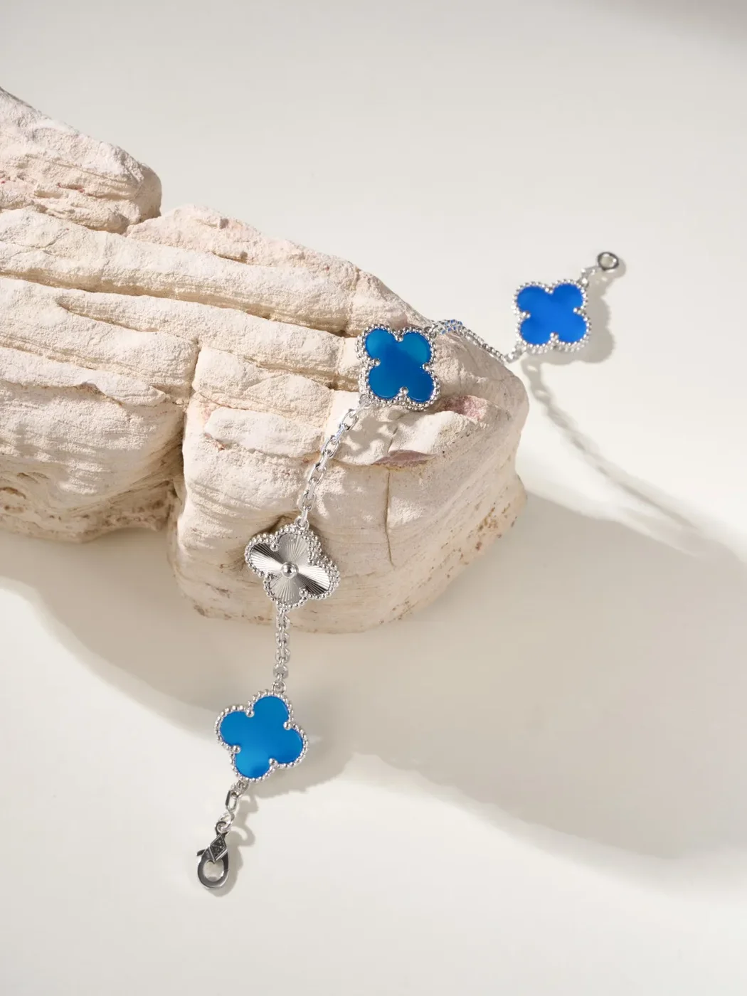 Van Cleef & Arpels Alhambra Blue Clover and Silver-Tone Knot Bracelet product view 2