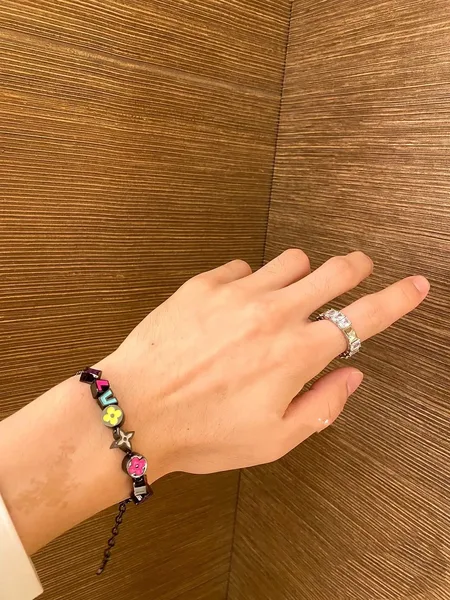 Louis Vuitton Multicolor Enamel Blossom Chain Bracelet Black with Multicolor Accents product view 6