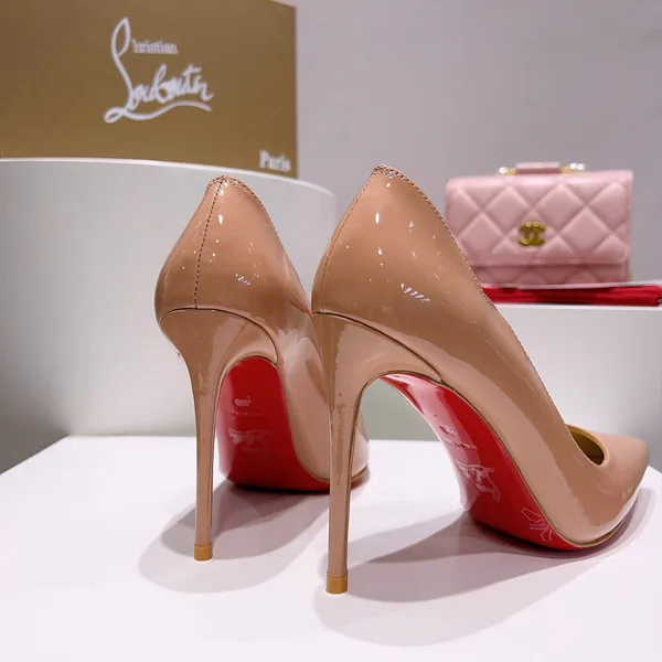 Christian Louboutin Hot Chick Scalloped Patent Pumps Nude Pink product view 8