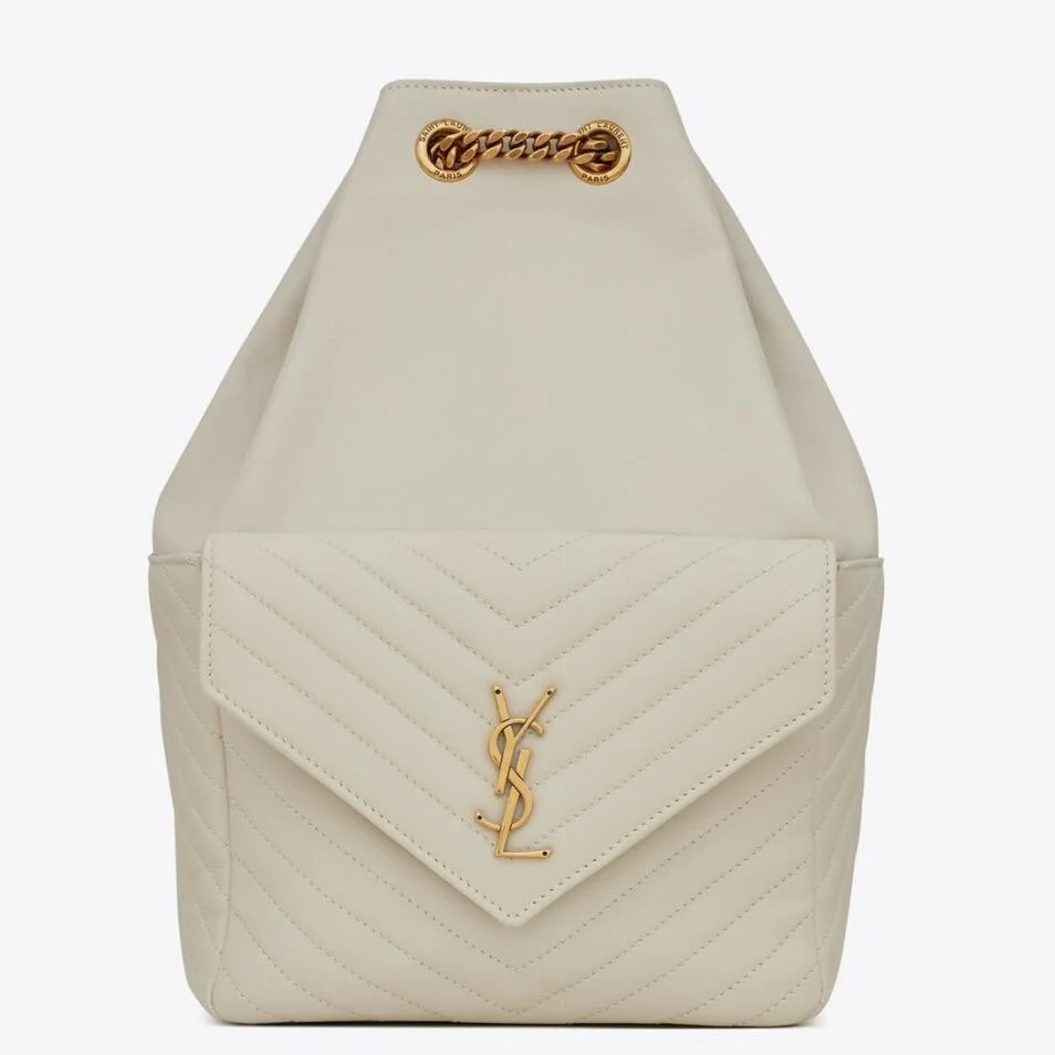 Saint Laurent Joe Backpack In White Quilted Lambskin product view 1
