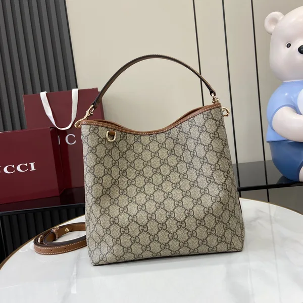 Gucci Gg Emblem Medium Bucket Bag — Beige and Brown product photo