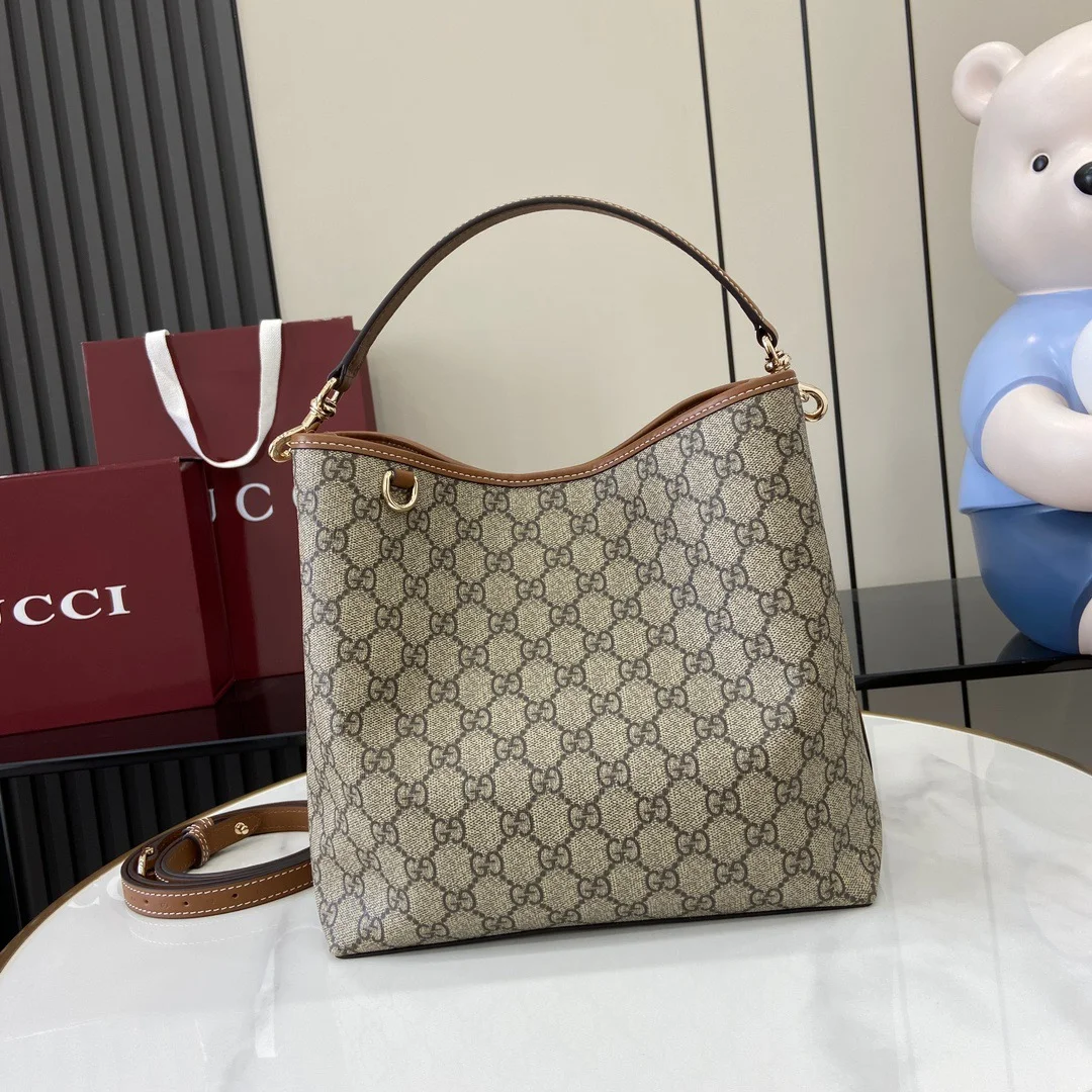 Gucci Gg Emblem Medium Bucket Bag — Beige and Brown product view 1