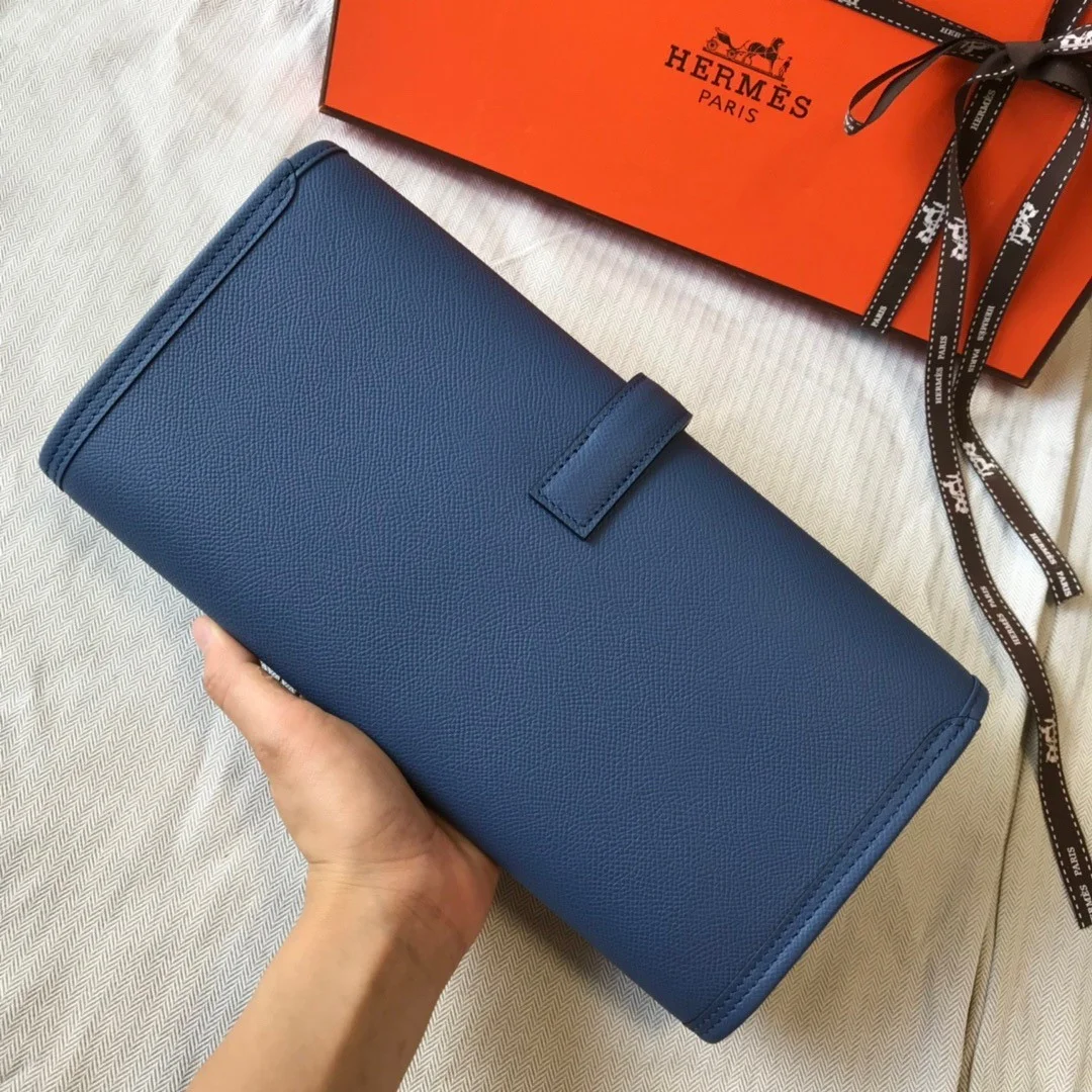 Hermes Jige Elan 29 Clutch Bag In Blue Agate Epsom Leather product view 5