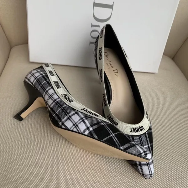Dior J’Adior Pumps 65mm In Black and White Tartan Fabric product view 8