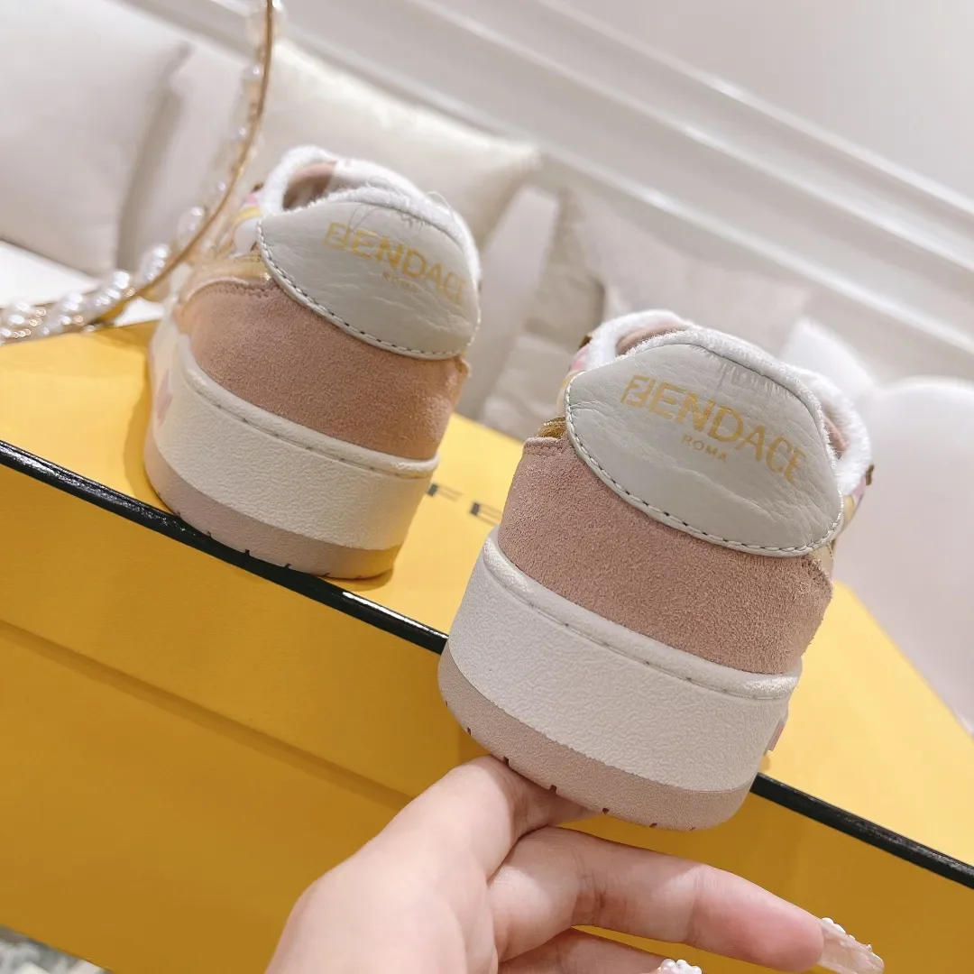 Fendi Match Pink Leather Sneakers product view 7