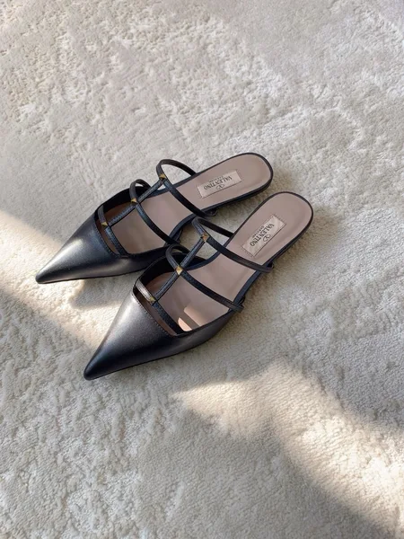 Valentino Rockstud Wispy Mules in Black Leather product view 7